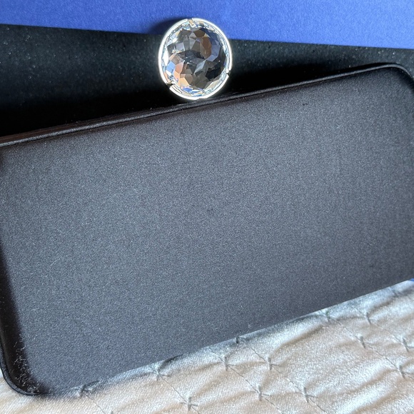 Big Swarovski Crystal Black Satin Clutch Purse with box 8" x 4" - Picture 7 of 7